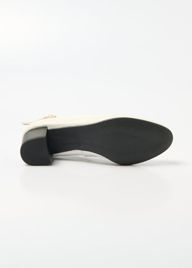 Escarpins brides croisées cuir largeur confort Blanc / Doré