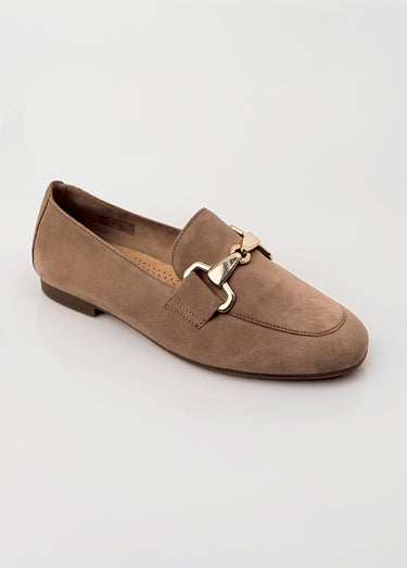 Mocassins en cuir souple, bride métal Marron