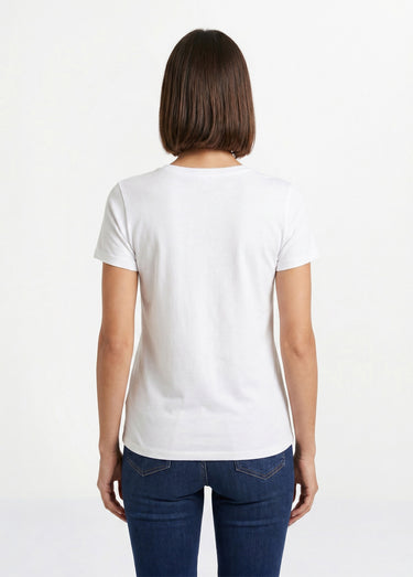 T-shirt court uni clouté maille flammée Blanc Casse