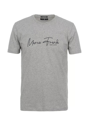 T-shirt col rond à message signature Gris