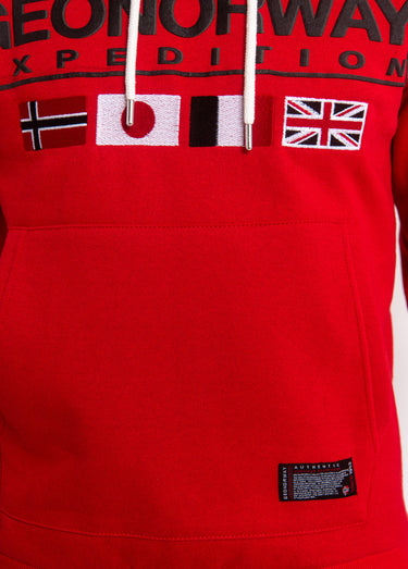 Sweat à capuche drapeaux poche kangourou Rouge