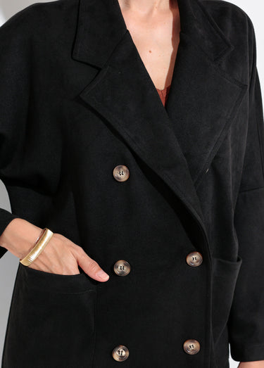Trench souple long double boutonnage Noir