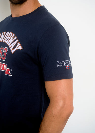 T-shirt inscriptions vintage col rond Marine