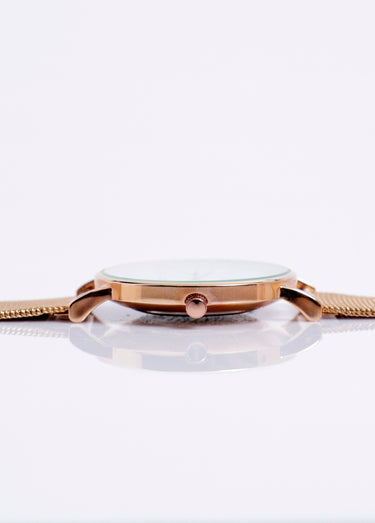 Montre ronde bracelet maille milanaise 2R Rose / Blanc