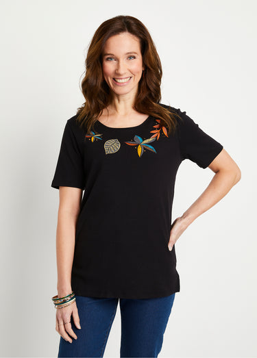 T-shirt droit long manches courtes Noir