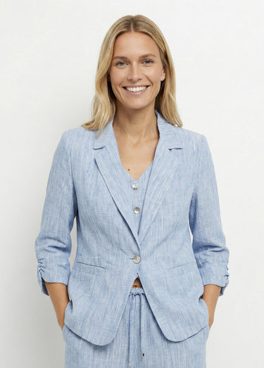 Veste tailleur rayée, aspect irrégulier Bleu