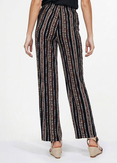 Pantalon imprimé taille élastiquée Fond Noir