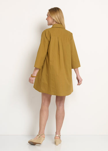 Robe housse manches 3/4 broderies colorées Noisette