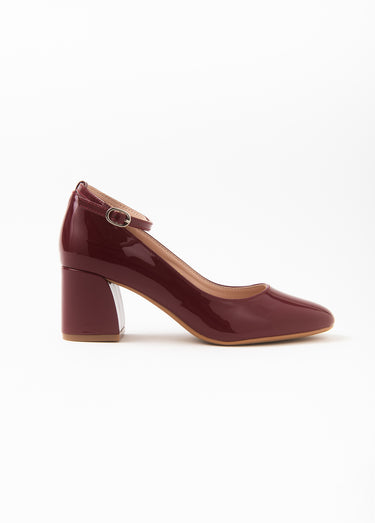 Escarpins vernis à talon bride cheville Vernis Bordeaux