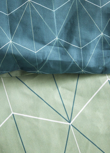 Parure pur coton 260 x 240cm, Losanges Vert pastel