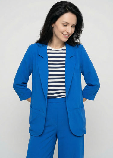 Veste col tailleur manches 3/4 Essentiel Bleu Vif