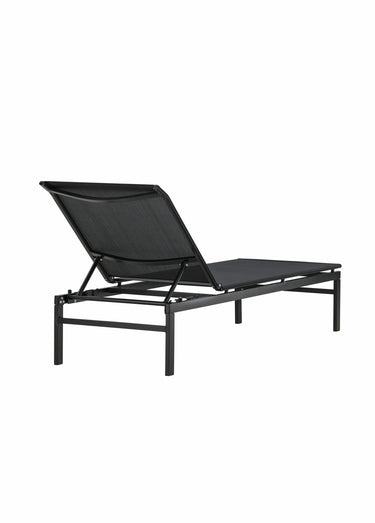 Chaise longue en acier et résine tressée Noir