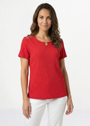 T-shirt court dentelle Rouge