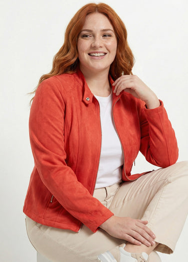 Veste courte suédine style perfecto Orange
