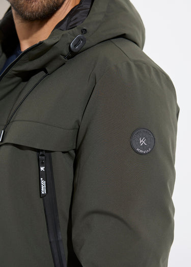 Parka chaude zippée déperlante à capuche Vert Fonce