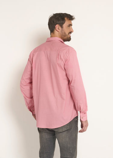 Chemise faux uni à manches longues Rouge