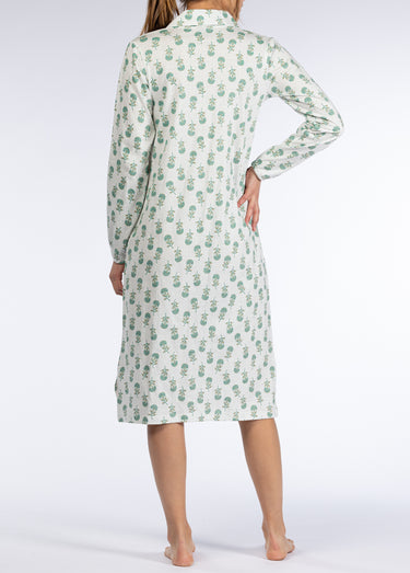 Chemise de nuit manches longues boutonnée Vert