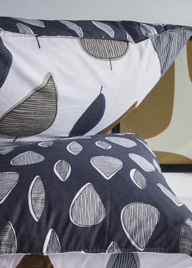 Parure pur coton 240 x 220cm, Arbres Blanc/Bleu marine