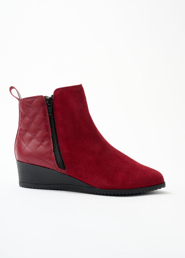 Boots largeur confort zippées cuir Bordeaux