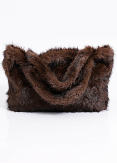 Sac en fausse fourrure unie Marron