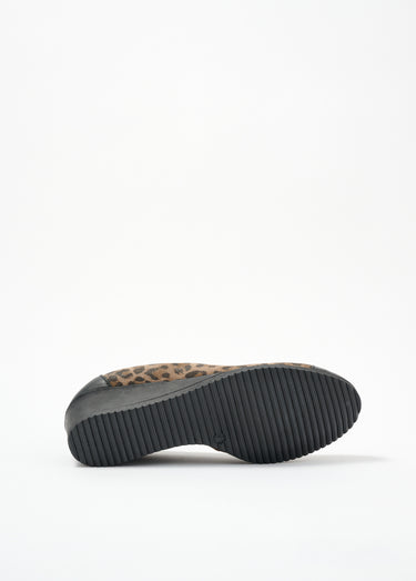 Ballerines compensées grande largeur cuir Imprime Leopard