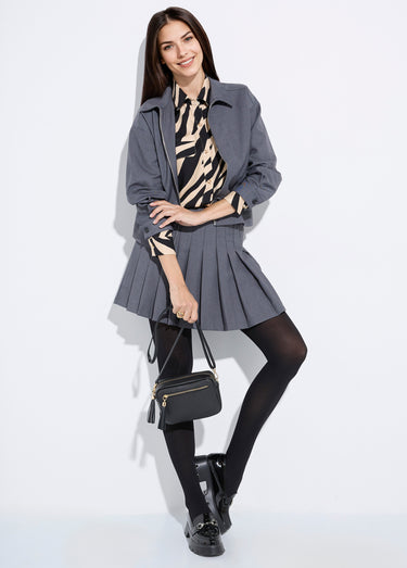Veste zippée chinée foncée Gris