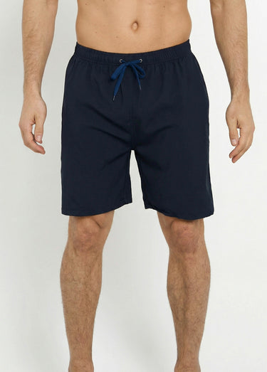 Short de bain taille élastiquée et liens Bleu Marine