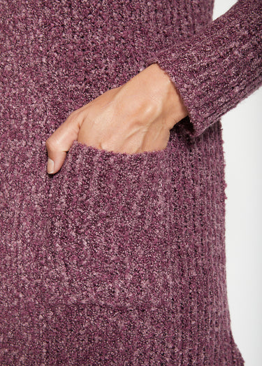 Long gilet à capuche Prune