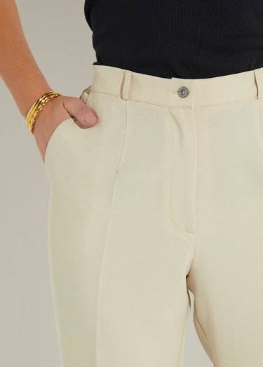 Pantalon droit uni taille semi élastiquée Sable