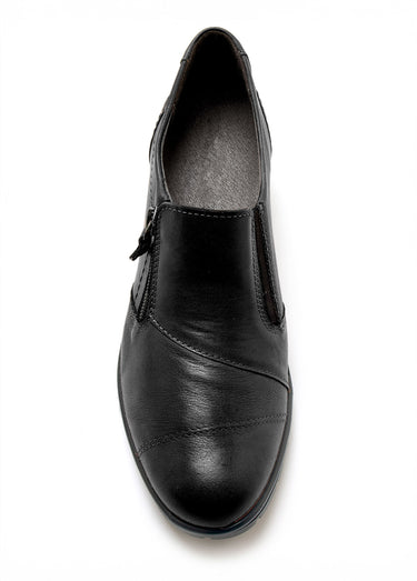 Derbies zippés à talon avec surpiqûres Noir
