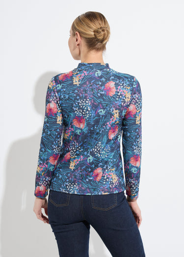 Sous-pull chaud court col montant Cassis/Bleu