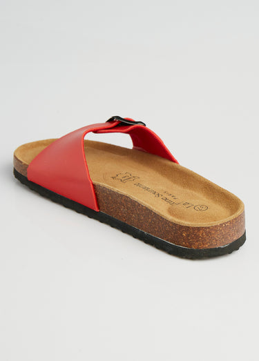 Mules avec boucle et semelle anatomique Rouge