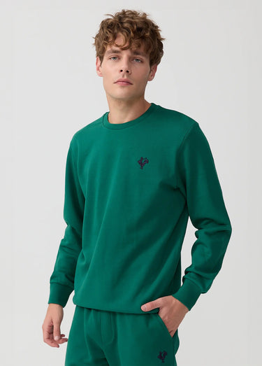 Sweat molletonné col rond manches longues Vert Sapin