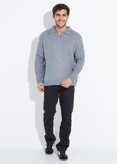 Pull en maille avec col polo Gris