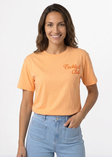 T-shirt col rond print Cocktail Club Orange