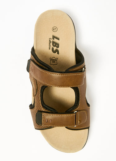 Mules confortables scratchs avec 2 brides Camel