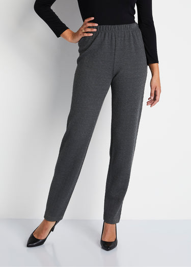 Legging droit ceinture élastiquée avec laine Uni Gris
