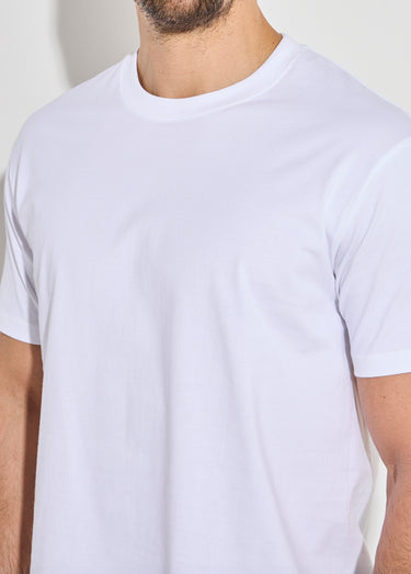 T-shirt pur coton avec col rond, Essentiel Blanc