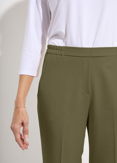 Pantalon droit taille semi-élastiquée Vert Kaki