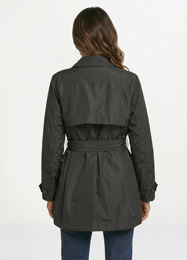 Trench déperlant avec ceinture à nouer Noir