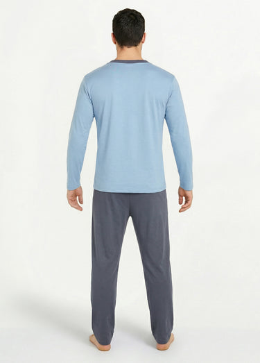 Pyjama coton bicolore Bleu