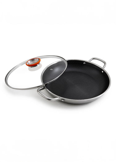 Wok 32cm triplex + couvercle Blackcube Gris