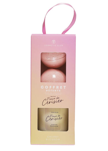 Coffret cadeau bougie + 2 bombes de bain Rose
