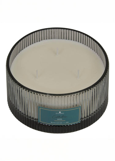 Bougie parfumée 4 mèches pot verre strié