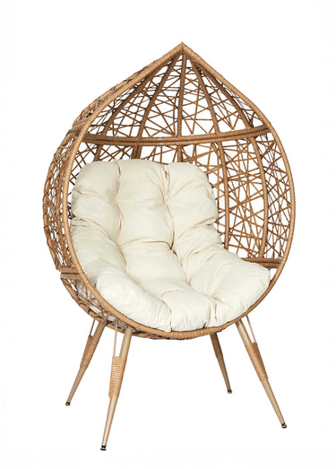Fauteuil en osier avec structure oeuf Beige