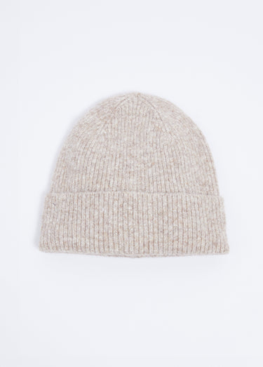 Bonnet chaud maille côtelée avec laine Beige Chine