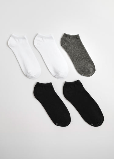 Lot de 5 Socquettes, coloris assortis Blanc/Gris/Noir