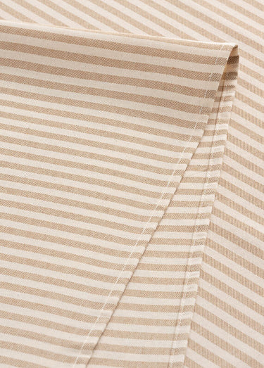 Nappe anti taches coton, fines rayures Beige
