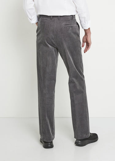 Pantalon droit ceinture élastiquée confort Velours Gris