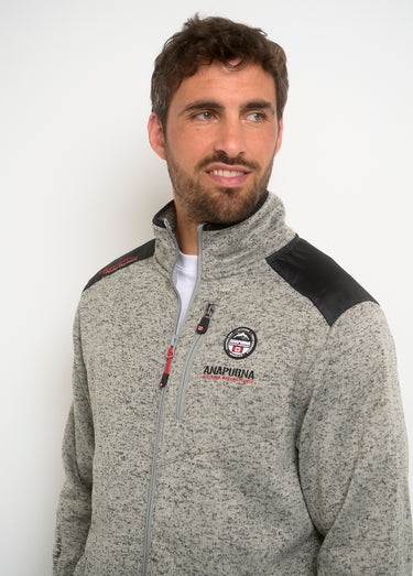 Veste polaire renforts épaules et zips Gris Melange